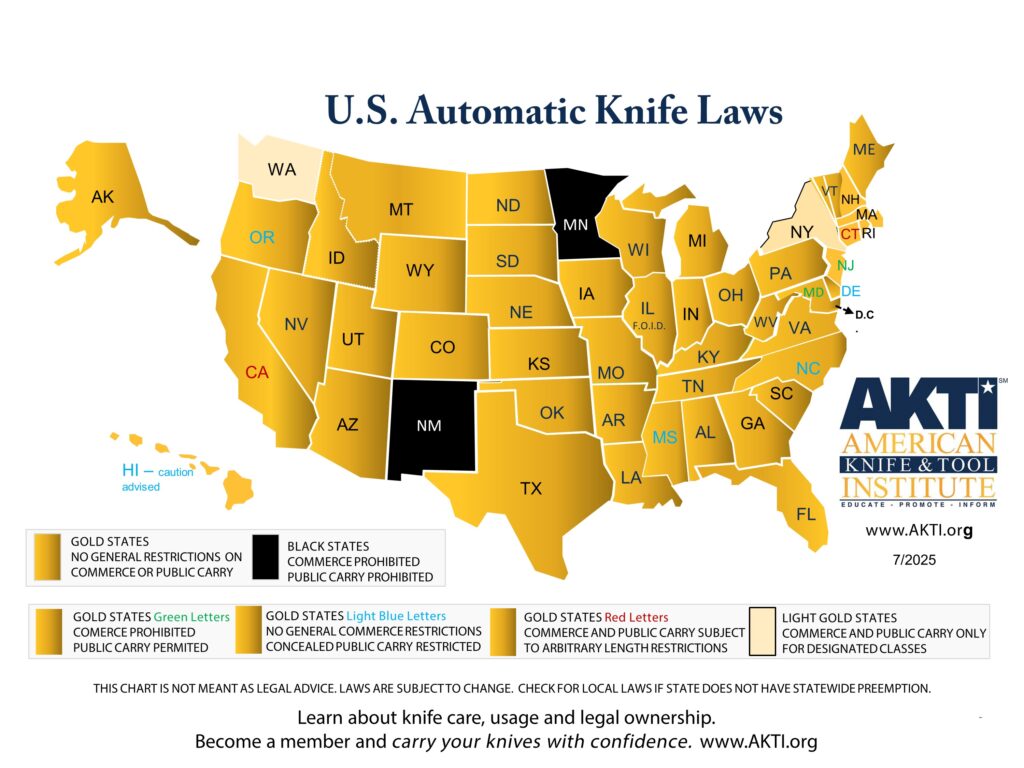 U.S. Map Automatic Knife Laws